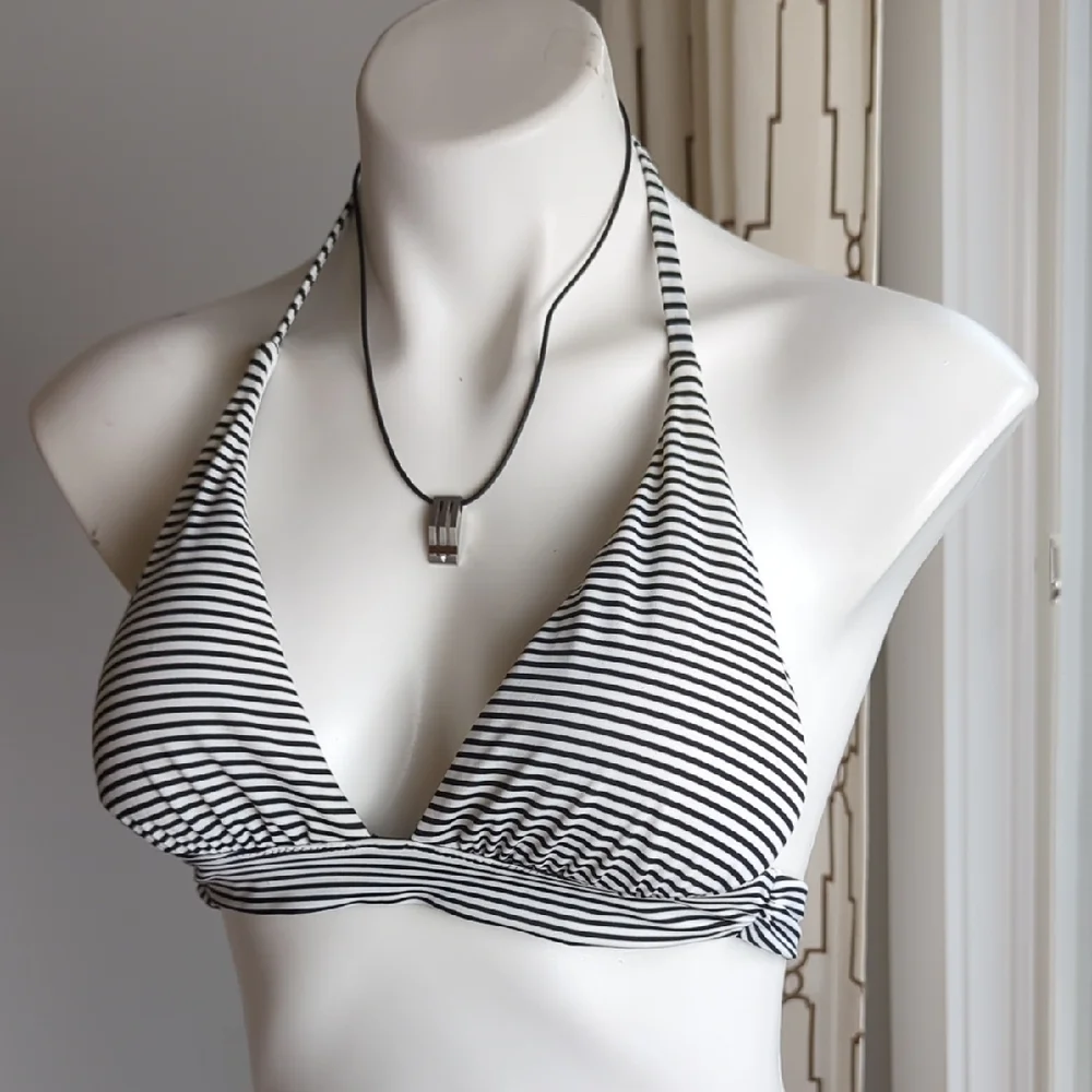 Victoria's Secret Black and White Striped Bikini Small - Picture 1 of 12